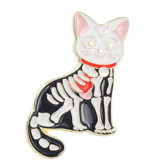 Metal & Enamel Halloween Sailor Moon Skeleton Artemis Lapel Pin (New) - Picture 1 of 2